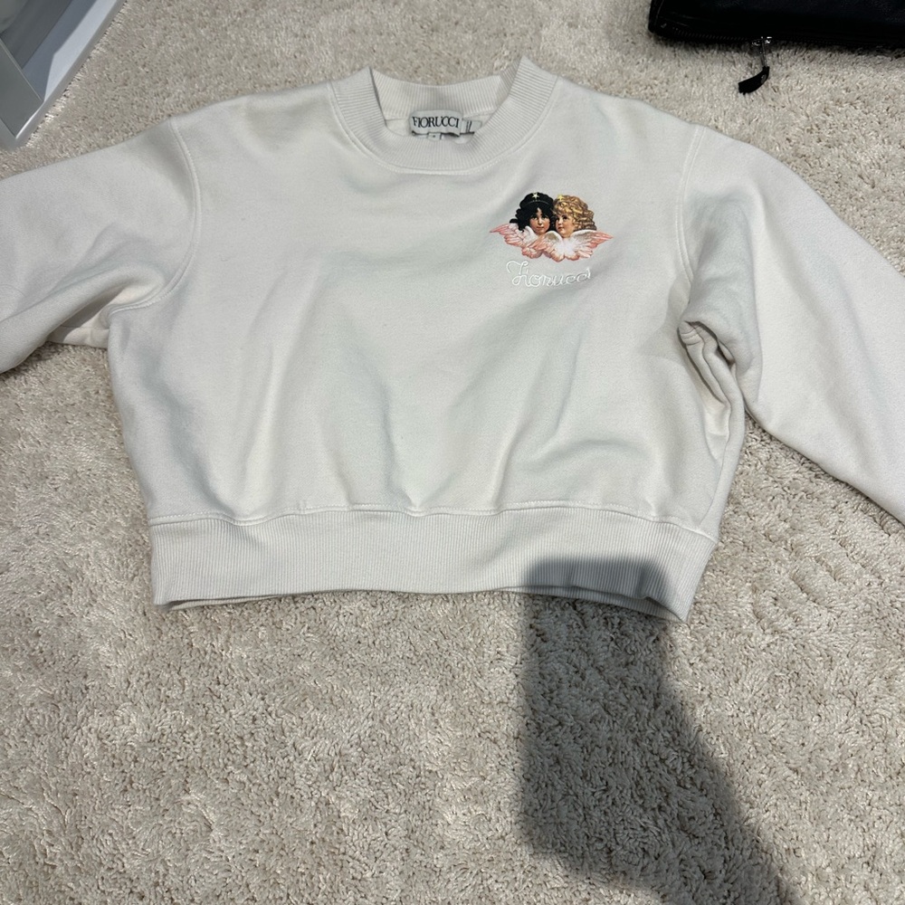 Fiorucci white crop sweatshirt. Cozy. Adorable. Small.